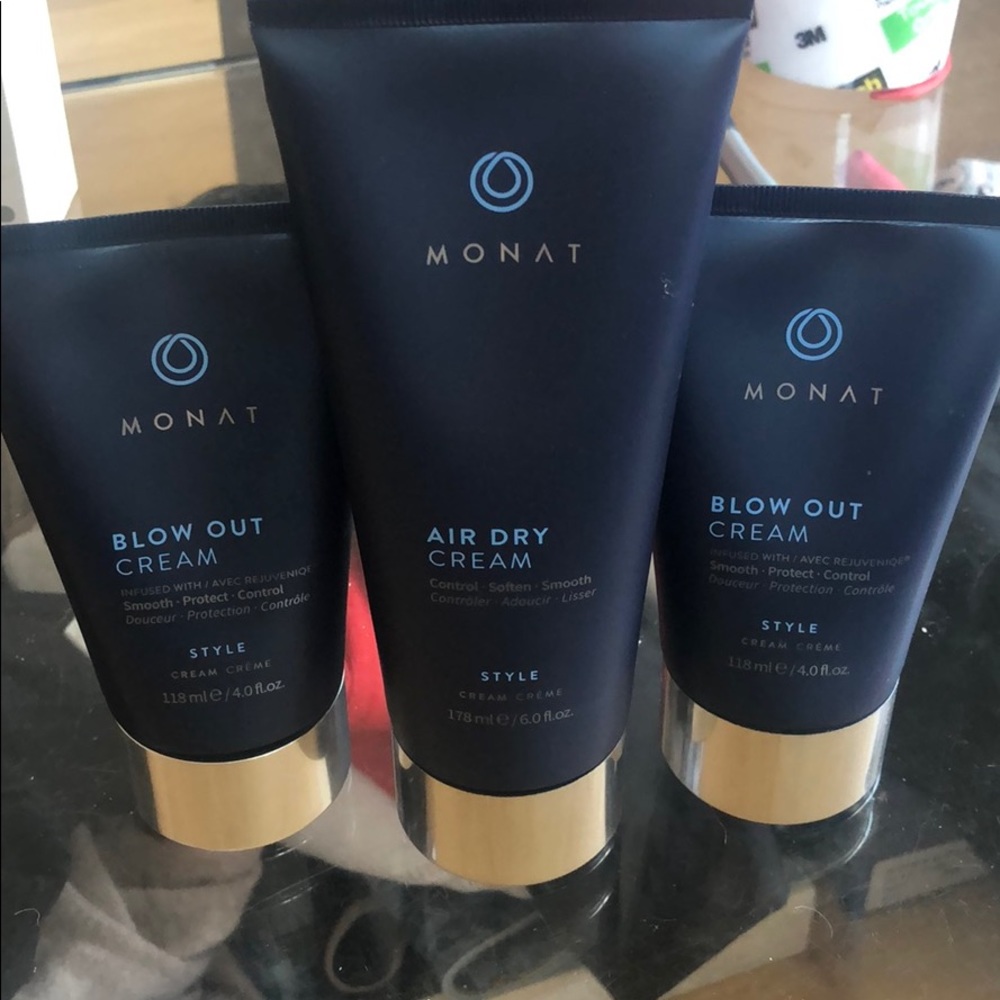 Monat air dry cream and 2 blow out creams